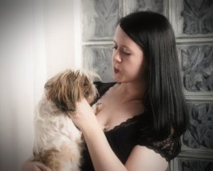 My rescue Jules and I in an outtake from my senior photos.